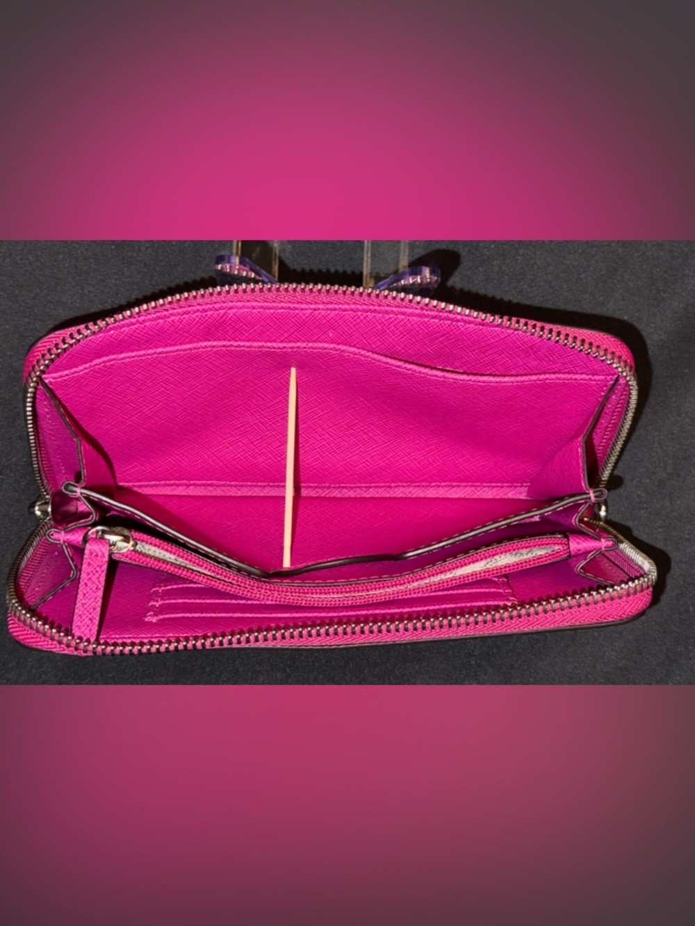 Michael Kors Jet Set Travel Continental Wristlet Wallet Pink Saffiano Leather - Picture 8 of 12